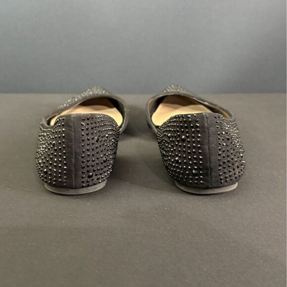 MOSSIMO WOMENS BLACK RHINESTONE STUDDED d'ORSAY SPARKLING BALLET POINTED FLATS - Picture 7 of 8